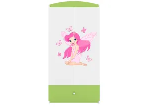 Kocot kids Detská skriňa Babydreams 90 cm víla s motýlikmi zelená