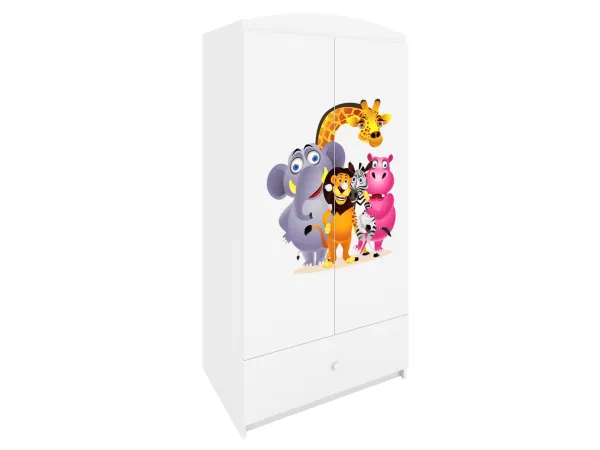 Kocot kids Detská skriňa Babydreams 90 cm ZOO biela