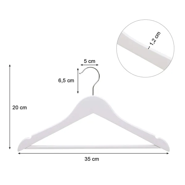 SONGMICS Detský drevený vešiak biely 35 cm 20 ks