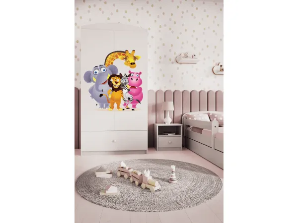 Kocot kids Detská skriňa Babydreams 90 cm ZOO biela