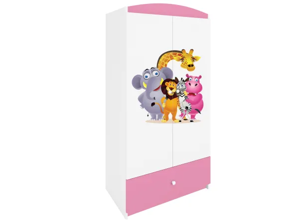 Kocot kids Detská skriňa Babydreams 90 cm ZOO ružová