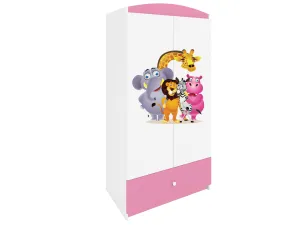 Kocot kids Detská skriňa Babydreams 90 cm ZOO ružová