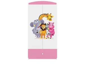 Kocot kids Detská skriňa Babydreams 90 cm ZOO ružová