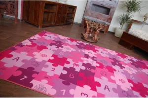 Dywany Lusczow Detský koberec PUZZLE fialový, veľkosť 100x100