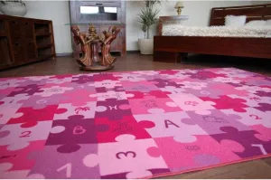 Dywany Lusczow Detský koberec PUZZLE fialový, veľkosť 100x100