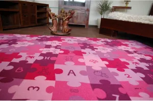 Dywany Lusczow Detský koberec PUZZLE fialový, veľkosť 100x100