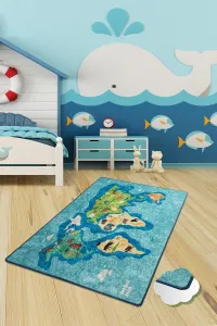Conceptum Hypnose Detský koberček Mapa 140x190 cm modrý