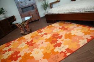 Dywany Lusczow Detský koberec PUZZLE oranžový, veľkosť 100x100