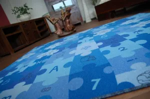 Dywany Lusczow Detský koberec PUZZLE modrý, veľkosť 100x100