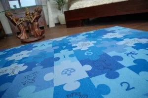 Dywany Lusczow Detský koberec PUZZLE modrý, veľkosť 100x100