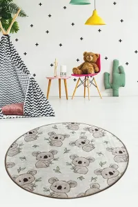 Conceptum Hypnose Detský kulatý koberec Koala 100 cm sivý