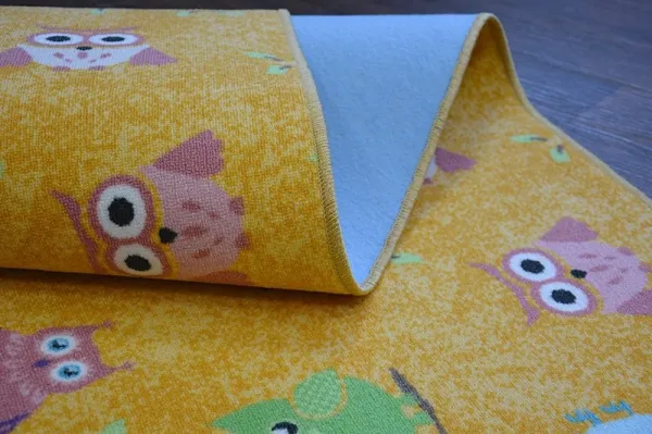 Dywany Lusczow Detský kusový koberec LITTLE OWL žltý, veľkosť 100x150