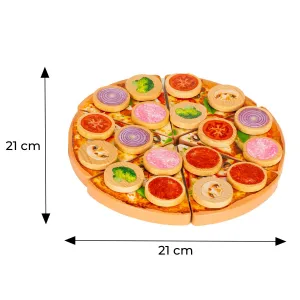 Drevená pizza na krájanie so suchým zipsom pre deti, 27 prvkov