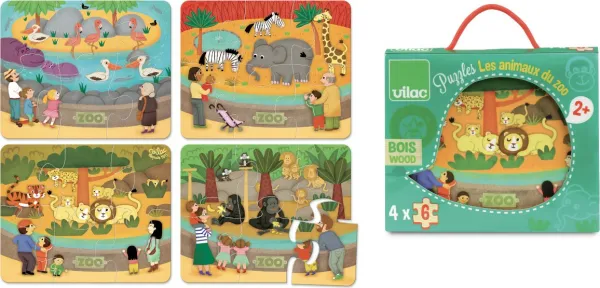 Vilac Puzzle drevené ZOO 24 dielikov