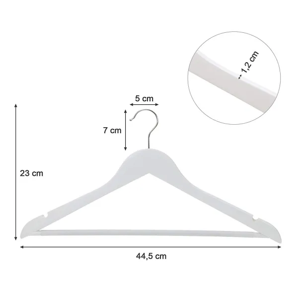 SONGMICS Drevené ramienko biele 44 cm 20 ks