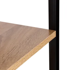Moderná drevená knižnica, kovový rám LOFT, 3 police