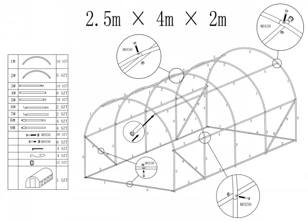 Fóliový tunel - záhradný skleník AUREA 2,5x4m
