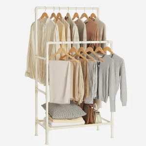 SONGMICS Dvojitý šatníkový stojan Lucaro 157 cm biely