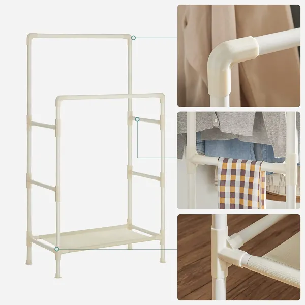 SONGMICS Dvojitý šatníkový stojan Lucaro 157 cm biely