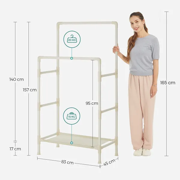 SONGMICS Dvojitý šatníkový stojan Lucaro 157 cm biely