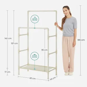 SONGMICS Dvojitý šatníkový stojan Lucaro 157 cm biely