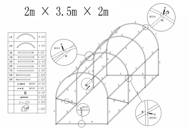 Fóliový tunel - záhradný skleník AUREA 2x3,5 m
