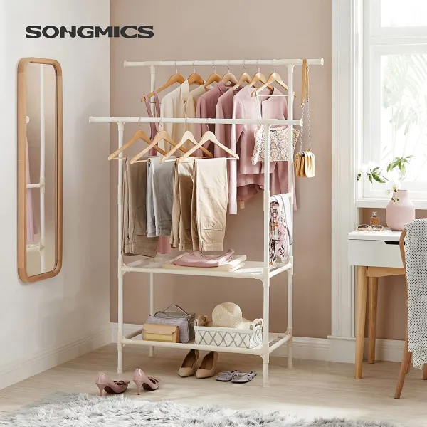 SONGMICS Dvojitý šatníkový vešiak Lucaro 171 cm biely