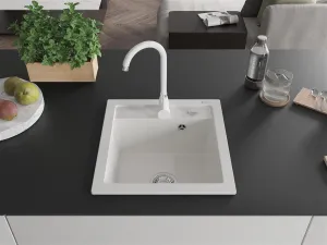 Granitový dřez MEXEN VITO bílý + baterie Telma bílá 