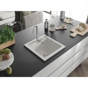 Granitový dřez MEXEN VITO bílý + baterie Telma chrom