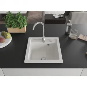 Granitový dřez MEXEN VITO bílý + baterie Telma chrom
