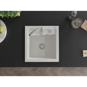 Granitový dřez MEXEN VITO bílý + baterie Telma chrom