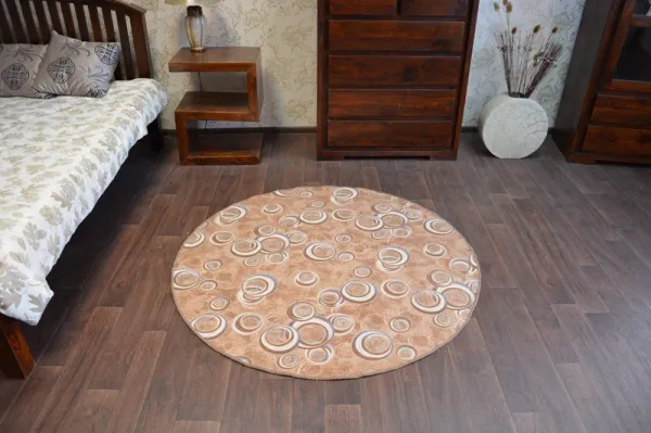 Dywany Lusczow Guľatý koberec DROPS Bubbles béžový, veľkosť kruh 100