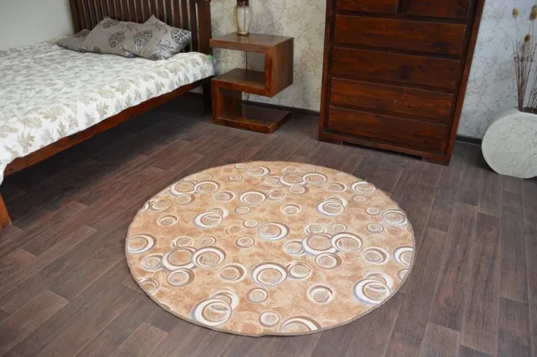 Dywany Lusczow Guľatý koberec DROPS Bubbles béžový, veľkosť kruh 100
