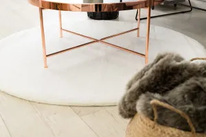 Dywany Lusczow Guľatý koberec BUNNY biely, veľkosť kruh 80
