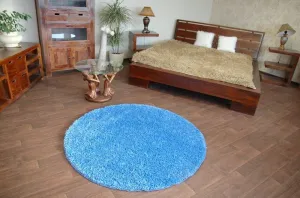 Dywany Lusczow Guľatý koberec SHAGGY HIZA 5 cm modrý, veľkosť kruh 100