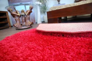 Dywany Lusczow Guľatý koberec SHAGGY HIZA 5 cm bordó, veľkosť kruh 100