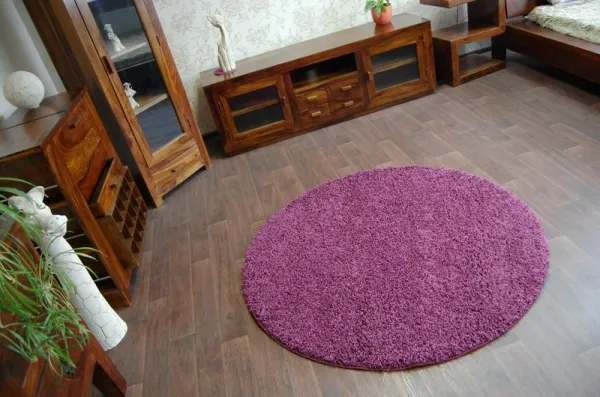 Dywany Lusczow Guľatý koberec SHAGGY HIZA 5 cm fialový, veľkosť kruh 100