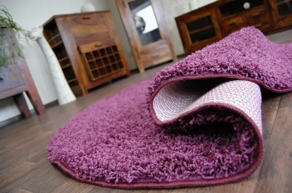 Dywany Lusczow Guľatý koberec SHAGGY HIZA 5 cm fialový, veľkosť kruh 100