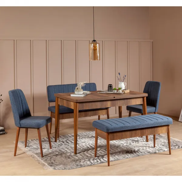 Lavica Vina Bench Dark Blue, Walnut