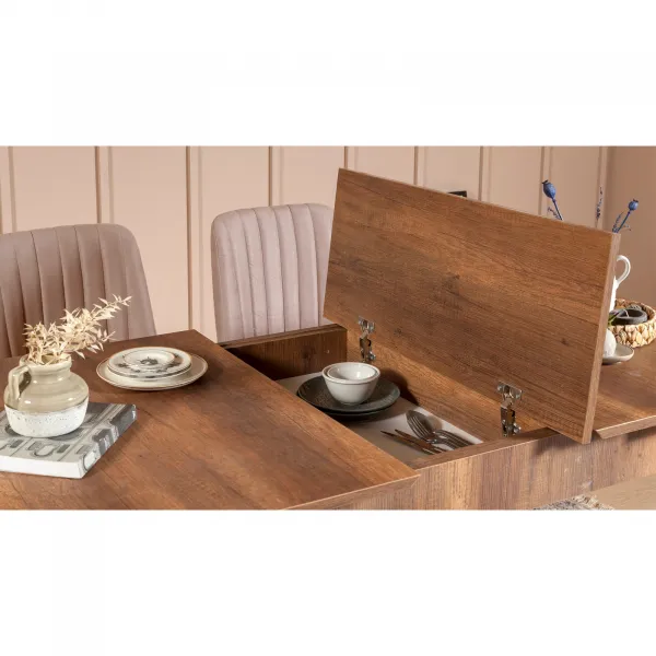 Hanah Home Jedálenský set Vina 4D orech/béžová