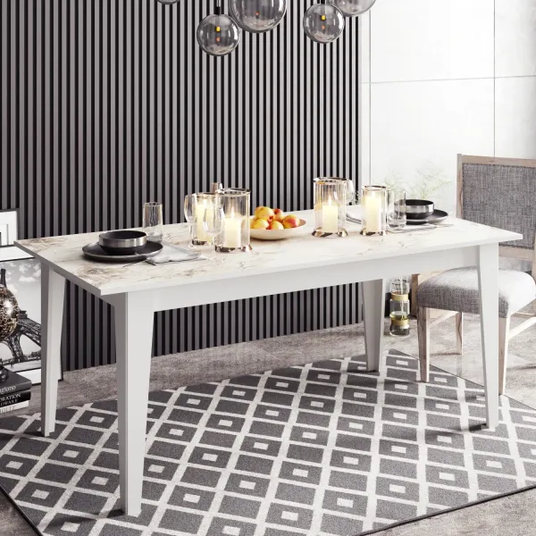 Kalune Design Jedálenský stôl POLKA 180 cm biely