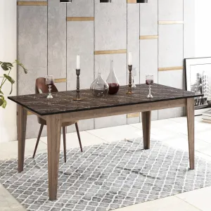 Kalune Design Jedálenský stôl LORENZ 90 cm čierna/hnedá