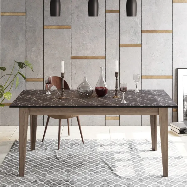 Kalune Design Jedálenský stôl LORENZ 90 cm čierna/hnedá