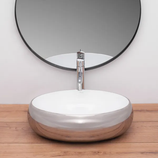 Keramické umývadlo na dosku Linda Rea Silver 49 cm - strieborné