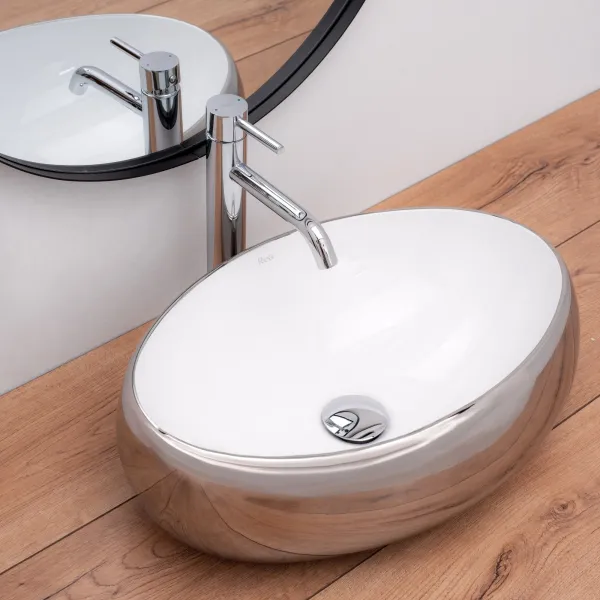 Keramické umývadlo na dosku Linda Rea Silver 49 cm - strieborné