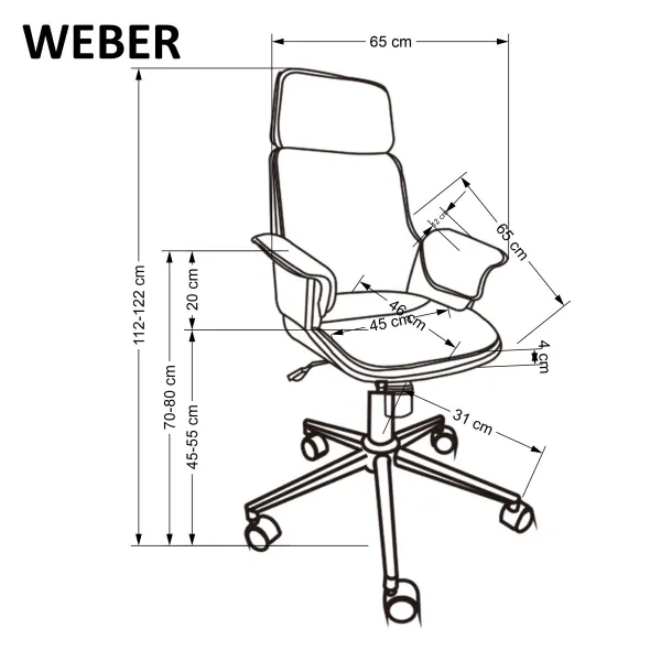 HALMAR Kancelářské křeslo WEBER černé/ořech