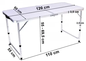 TRAMP kempingový cestovný set stôl so 4 stoličkami biely