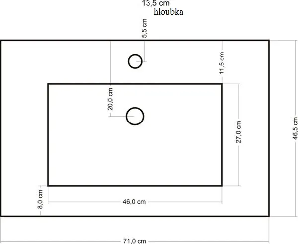 REA DAFNE 72x47 zápustné umývadlo