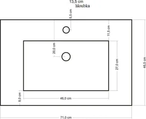 REA DAFNE 72x47 zápustné umývadlo