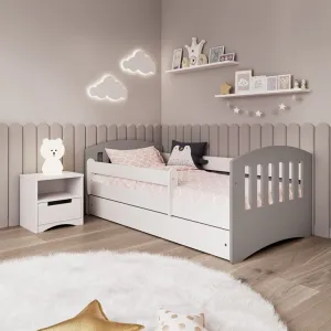 Kocot kids Klasická detská posteľ Babydreams sivá, varianta 80x140, se šuplíky, s matrací